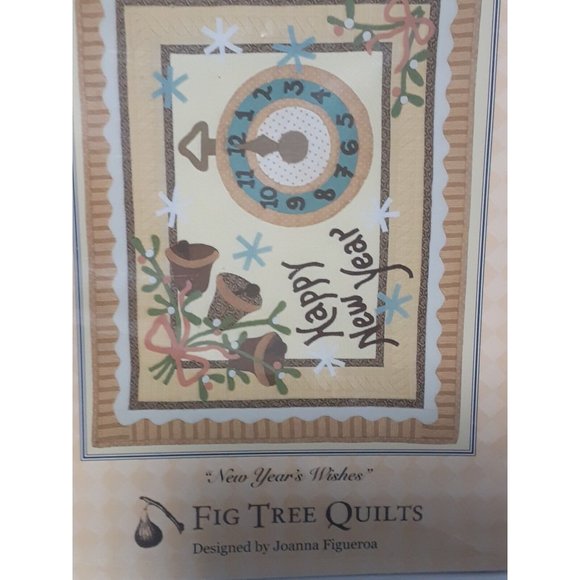 Fig Tree Quilt Pattern Vintage Postcard "NEW YEAR's WISHES" 22 x 28 Wall-hanging - Picture 3 of 8
